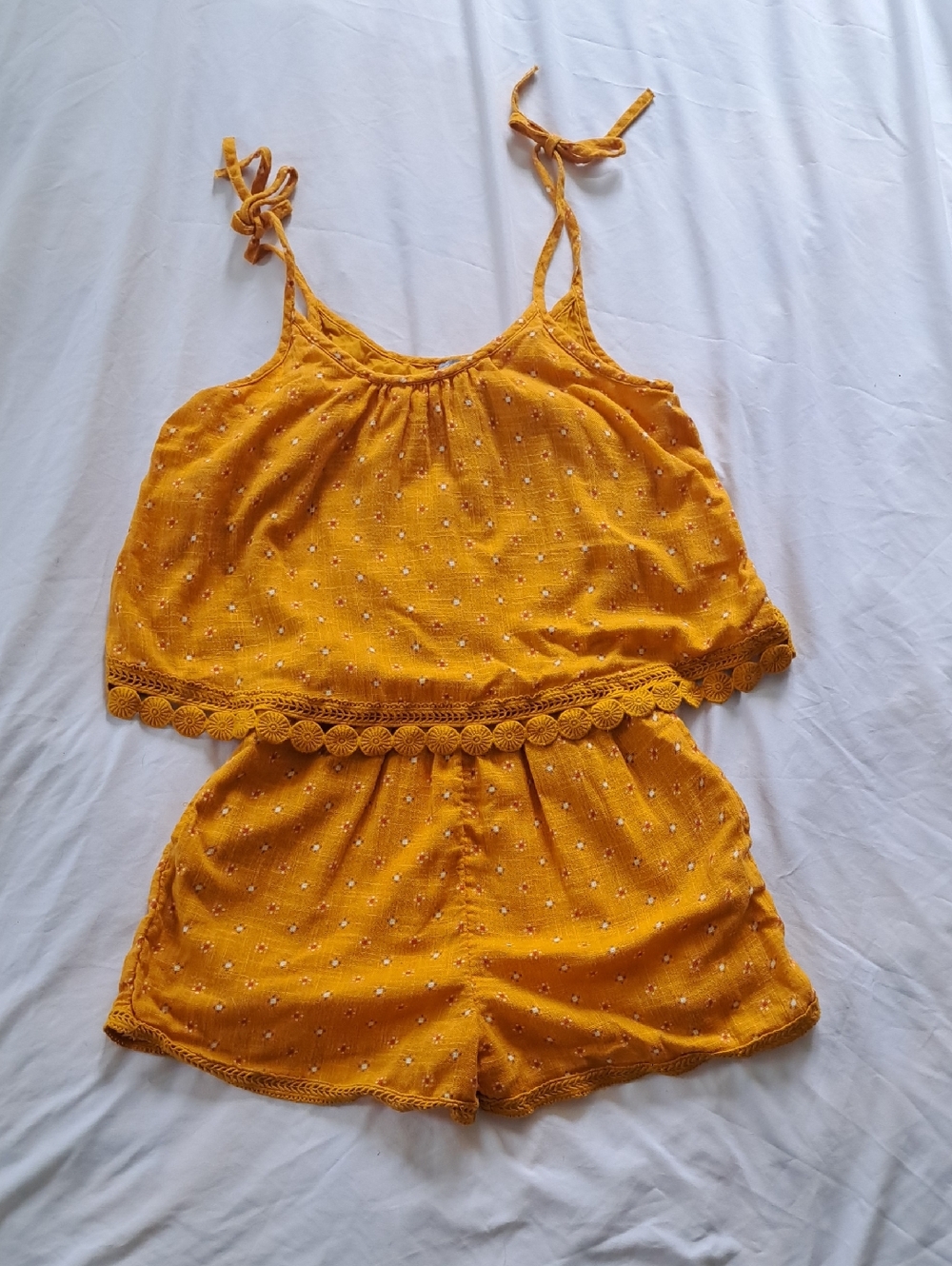 Aerie Golden Yellow Cami Romper Size XS - Boho Festival